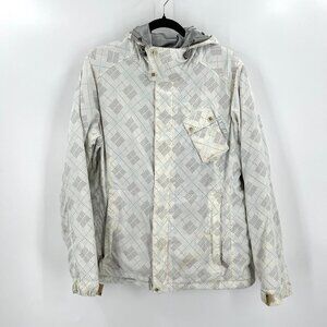 BURTON *Flawed* Women's White Brown Embroidered Snowboard Ski Jacket Size Large